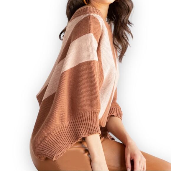 Trina Turk Horizon Bold Stripe Boatneck Dolman Sleeve Ribbed Trim Sweater - Picture 6 of 16